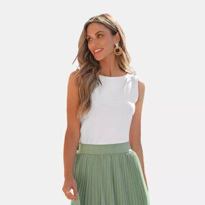 Cupshe Women's Size Small White Round Neck Sleeveless Jersey Top